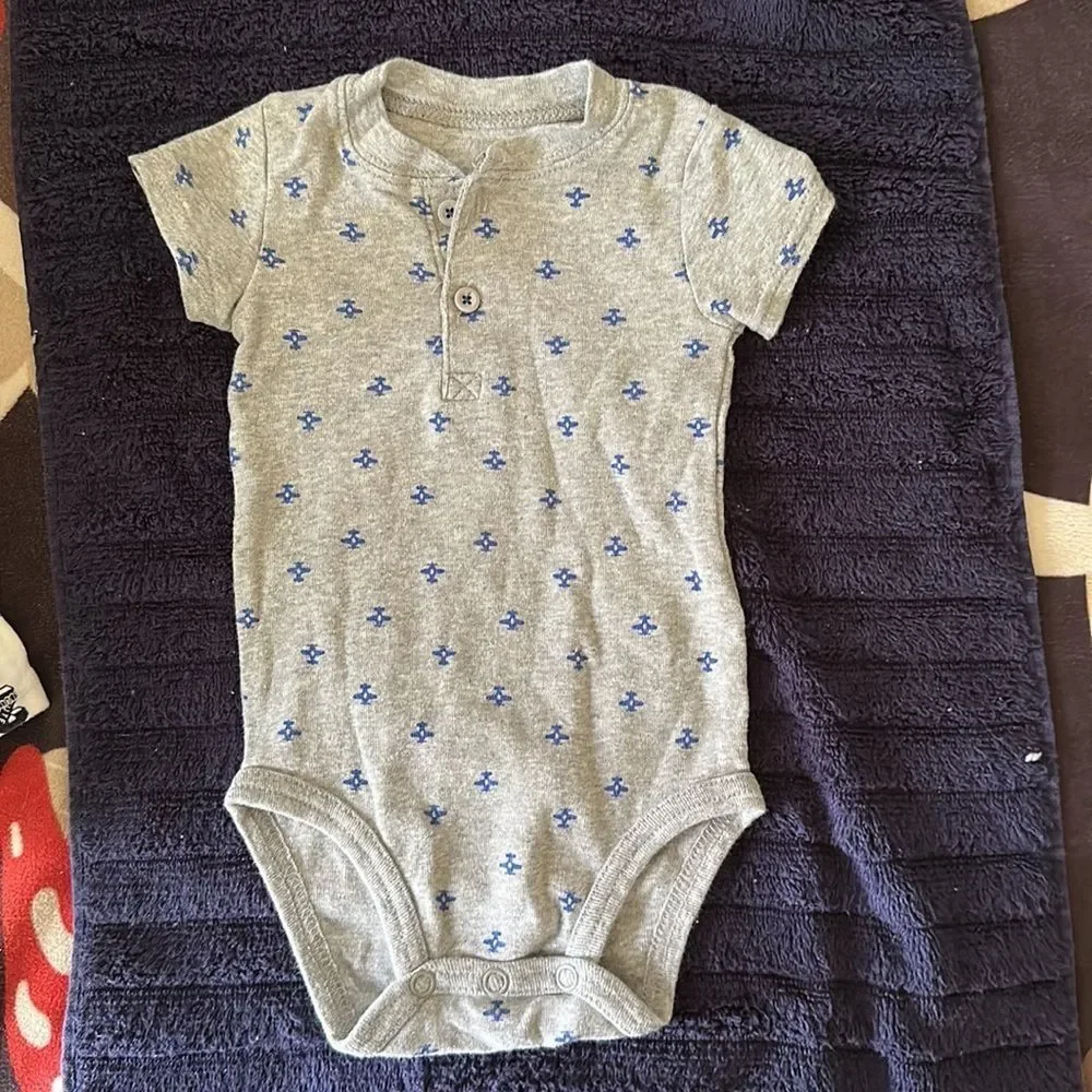 Lot of 3 Baby Boy Bodysuits Size 6 Months Short Sleeve Rompers Cotton Outfit